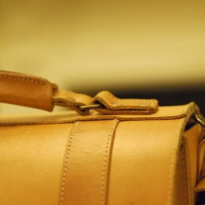Satchel stitching detail, photo with new Canon 50mm f1.8 lens