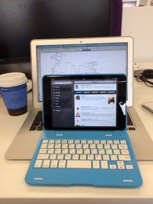 Macbook and iPad mini in keyboard case